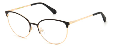 Premium Women Polaroid Eyeglasses: PLD D443 - Black & Gold - SpecSMART Eye Clinic (Diagonal View)
